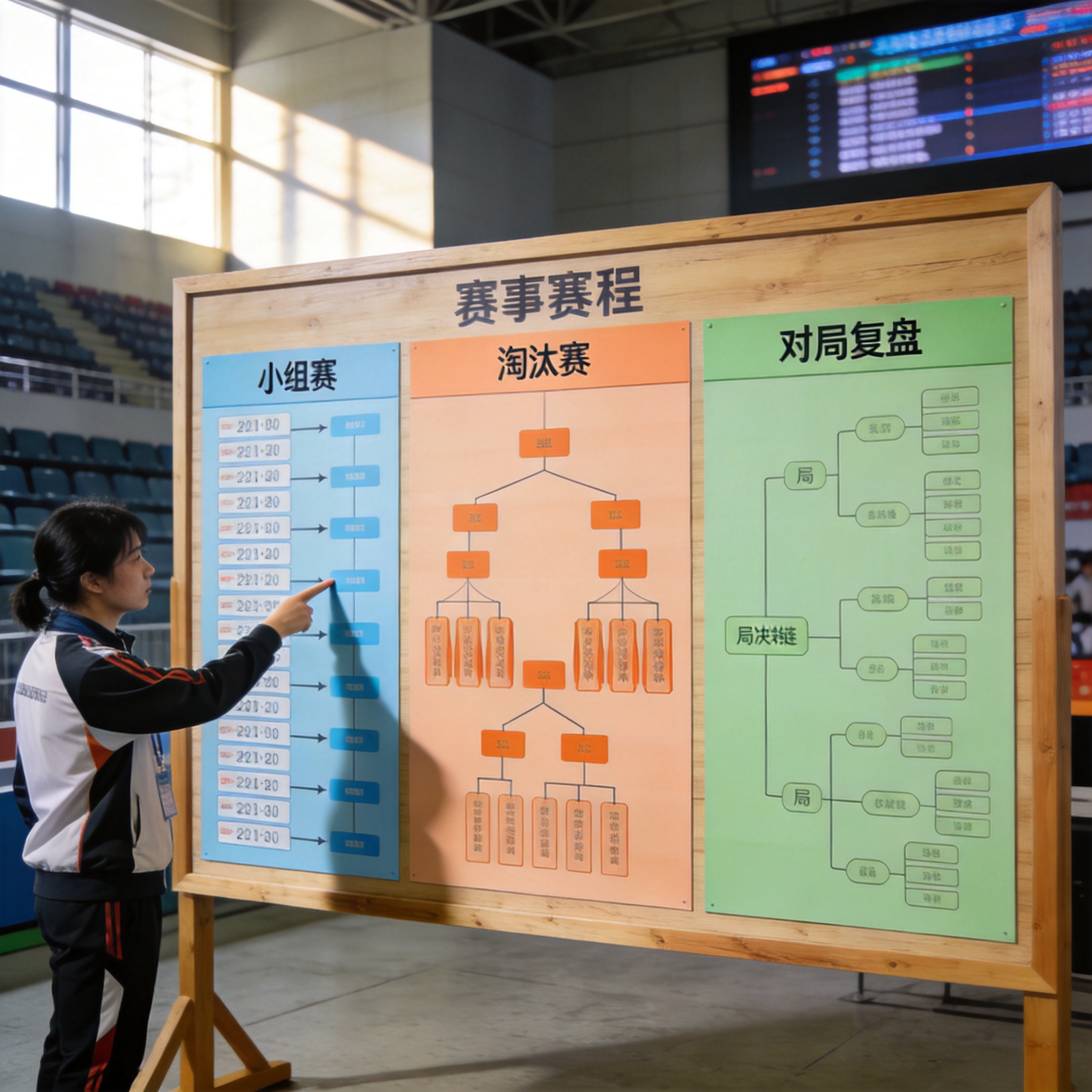 赛事赛程看板与对阵信息排期界面示意